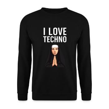 Techno is my religion - Unisex Sweatshirt - black - Front - Alina (178cm) & Michal (187cm)