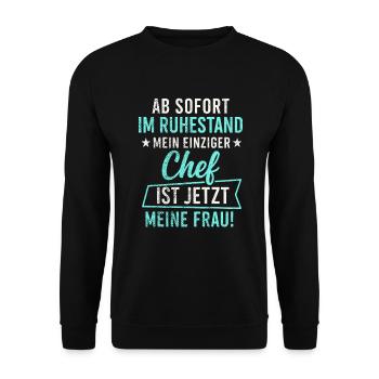 Retraite – ma patronne est maintenant ma femme - Sweat-shirt Unisexe - noir - Devant - Alina (178cm) & Michal (187cm)