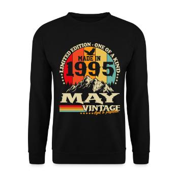 Vintage May 1995 Vintage Retro Birthday - Unisex Sweatshirt - black - Front - Alina (178cm) & Michal (187cm)