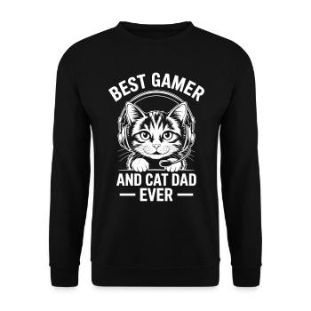 Gamer Saying Dad Cats Funny Gaming Gift - Unisex Sweatshirt - black - Front - Alina (178cm) & Michal (187cm)