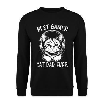 Gamer Spruch Papa Katzen Lustiges Gaming Geschenk - Unisex Pullover - Schwarz - Vorne - Alina (178cm) & Michal (187cm)