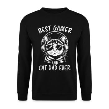 Gamer Saying Dad Cats Funny Gaming Gift - Unisex Sweatshirt - black - Front - Alina (178cm) & Michal (187cm)