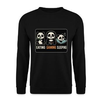 Eating Gaming Sleeping – Funny Panda Gamer Desi - Unisex Sweatshirt - black - Front - Alina (178cm) & Michal (187cm)