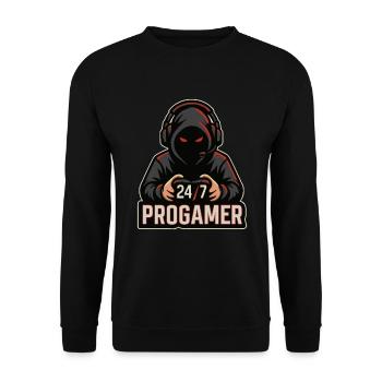 24/7 all-time gamer - Unisex Sweatshirt - black - Front - Alina (178cm) & Michal (187cm)