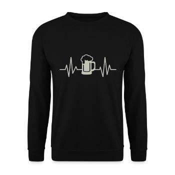 Herzschlag Bierkrug - Unisex Pullover - Schwarz - Vorne - Alina (178cm) & Michal (187cm)