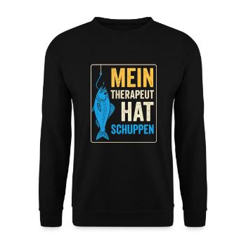 Fishing Therapy Saying - Unisex Sweatshirt - black - Front - Alina (178cm) & Michal (187cm)