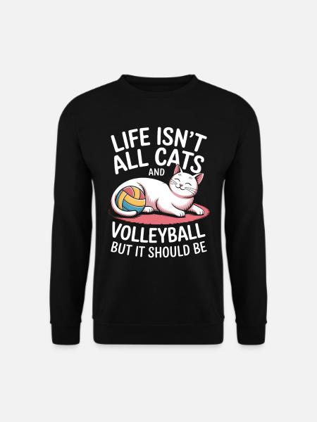 Volleyball Katze Lustiges Volleyball Geschenk - Unisex Pullover - Schwarz