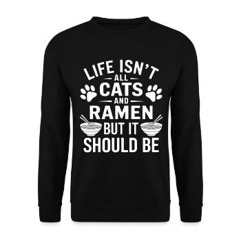 Ramen Cat Anime Funny Kawaii Ramen Gift - Unisex Sweatshirt - black - Front - Alina (178cm) & Michal (187cm)