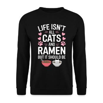 Ramen Cat Anime Funny Kawaii Ramen Gift - Unisex Sweatshirt - black - Front - Alina (178cm) & Michal (187cm)