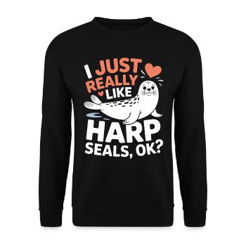 Sceau disant sceau drôle phoque du Groenland cadeau - Sweat-shirt Unisexe - noir - Devant - Alina (178cm) & Michal (187cm)