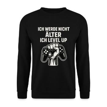 Je ne vieillis pas, je monte de niveau - Sweat-shirt Unisexe - noir - Devant - Alina (178cm) & Michal (187cm)