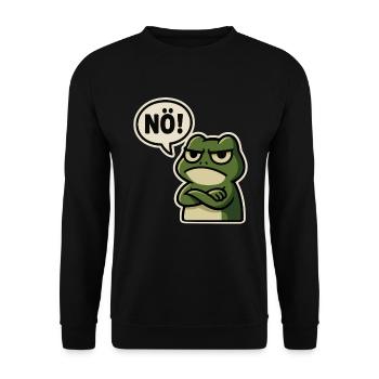 Nö Frosch – Genervt & Lustig - Unisex Pullover - Schwarz - Vorne - Alina (178cm) & Michal (187cm)