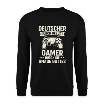 Allemand et joueur - Dicton du jeu - Sweat-shirt Unisexe - noir - Devant - Alina (178cm) & Michal (187cm)