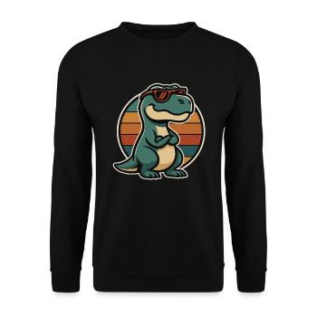 Dinosaure cool avec des lunettes de soleil – style rétro - Sweat-shirt Unisexe - noir - Devant - Alina (178cm) & Michal (187cm)