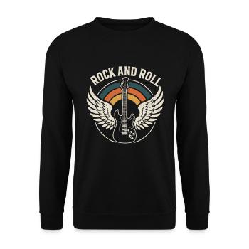 Rock and Roll Guitar Retro - Unisex Sweatshirt - black - Front - Alina (178cm) & Michal (187cm)