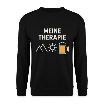 Therapie - Berge, Bier, Sonne - Unisex Pullover - Schwarz - Vorne - Alina (178cm) & Michal (187cm)