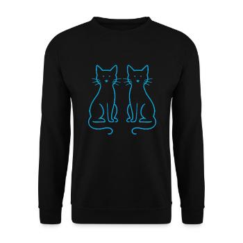 Katzen Neon Stil – Minimalistische Katzen - Unisex Pullover - Schwarz - Vorne - Alina (178cm) & Michal (187cm)
