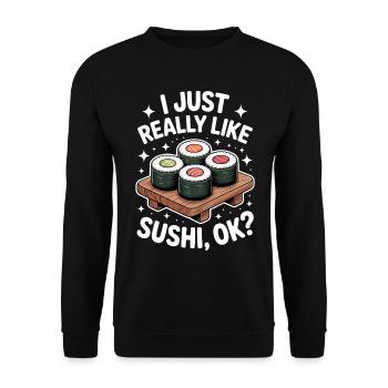 Sushi Japan Lustiges Kawaii Sushi Geschenk - Unisex Pullover - Schwarz - Vorne - Alina (178cm) & Michal (187cm)