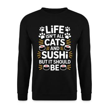 Sushi Cats Japan Funny Kawaii Sushi Gift - Unisex Sweatshirt - black - Front - Alina (178cm) & Michal (187cm)