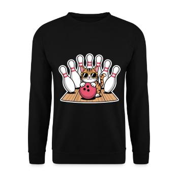 Bowling Spruch Katzen Lustiges Bowling Geschenk - Unisex Pullover - Schwarz - Vorne - Alina (178cm) & Michal (187cm)