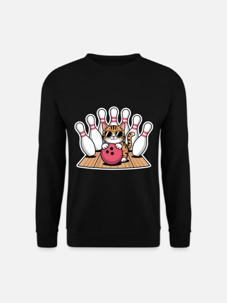 Bowling Spruch Katzen Lustiges Bowling Geschenk - Unisex Pullover - Schwarz