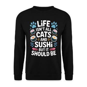 Sushi Cats Japan Funny Kawaii Sushi Gift - Unisex Sweatshirt - black - Front - Alina (178cm) & Michal (187cm)