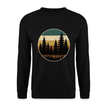 Forest Trees Firs Retro - Unisex Sweatshirt - black - Front - Alina (178cm) & Michal (187cm)