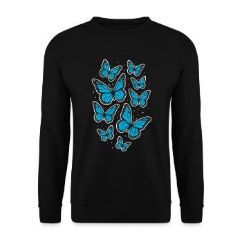 Papillons bleus – motif nature en filigrane - Sweat-shirt Unisexe - noir - Devant - Alina (178cm) & Michal (187cm)
