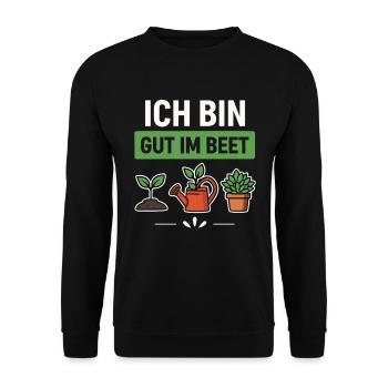 Garten Gärtner Beet Spruch - Unisex Pullover - Schwarz - Vorne - Alina (178cm) & Michal (187cm)