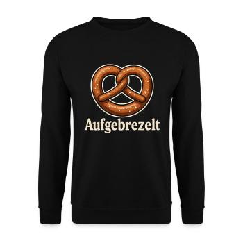 Dressed up – Bavarian Pretzel Design - Unisex Sweatshirt - black - Front - Alina (178cm) & Michal (187cm)
