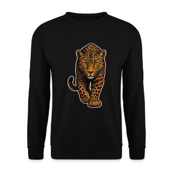 Leopard Design – Wild & Majestic - Unisex Sweatshirt - black - Front - Alina (178cm) & Michal (187cm)