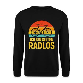 Ratlos Fahrrad fahren Spruch - Unisex Pullover - Schwarz - Vorne - Alina (178cm) & Michal (187cm)