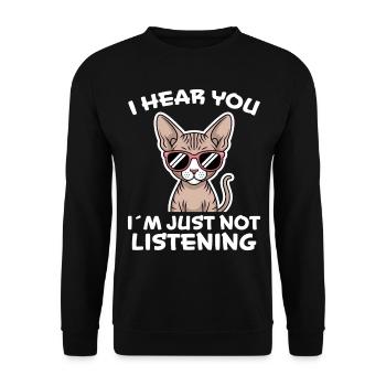 Chat Sphynx Disant Drôle Chat Sphynx Cadeau - Sweat-shirt Unisexe - noir - Devant - Alina (178cm) & Michal (187cm)