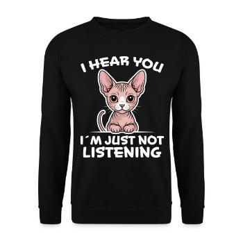 Sphynx Cat Saying Funny Sphynx Cat Gift - Unisex Sweatshirt - black - Front - Alina (178cm) & Michal (187cm)