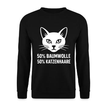 50 % de poils de chat – Humour du propriétaire de chat - Sweat-shirt Unisexe - noir - Devant - Alina (178cm) & Michal (187cm)