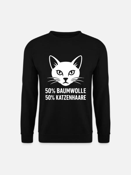 50 % Katzenhaare – Katzenbesitzer Humor - Unisex Pullover - Schwarz