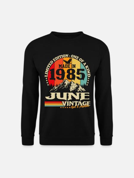 Vintage Juni 1985 Jahrgang Retro Geburtstag - Unisex Pullover - Schwarz
