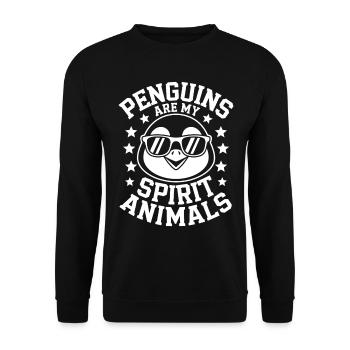 Pinguin Spruch Lustige Pinguine Geschenk - Unisex Pullover - Schwarz - Vorne - Alina (178cm) & Michal (187cm)