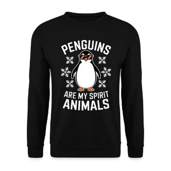 Pinguin Spruch Lustige Pinguine Geschenk - Unisex Pullover - Schwarz - Vorne - Alina (178cm) & Michal (187cm)