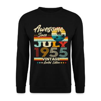 Juli 1955 Jahrgang Vintage Retro Geburtstag - Unisex Pullover - Schwarz - Vorne - Alina (178cm) & Michal (187cm)