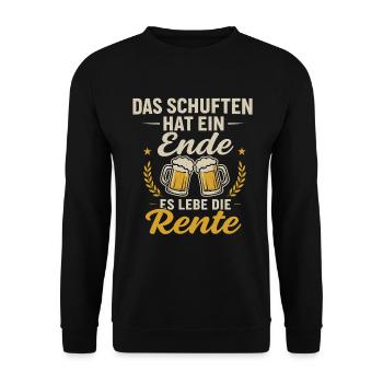 Das Schuften hat ein Ende - Es lebe die Rente - Unisex Pullover - Schwarz - Vorne - Alina (178cm) & Michal (187cm)