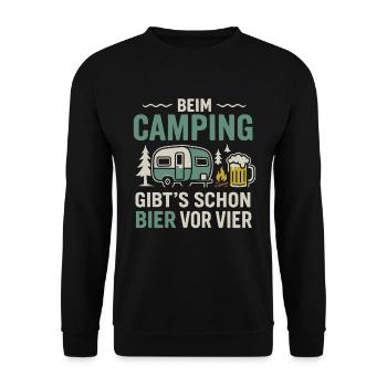 Camping beer before four – Funny camping design - Unisex Sweatshirt - black - Front - Alina (178cm) & Michal (187cm)