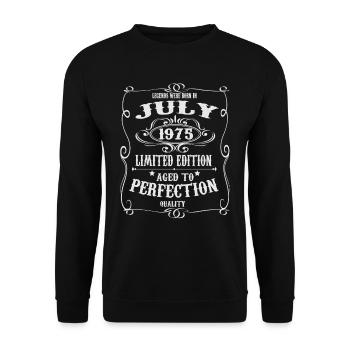 Legenden wurden im Juli 1975 geboren - Unisex Pullover - Schwarz - Vorne - Alina (178cm) & Michal (187cm)