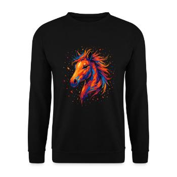 Cheval coloré – Art des éclaboussures de peinture - Sweat-shirt Unisexe - noir - Devant - Alina (178cm) & Michal (187cm)