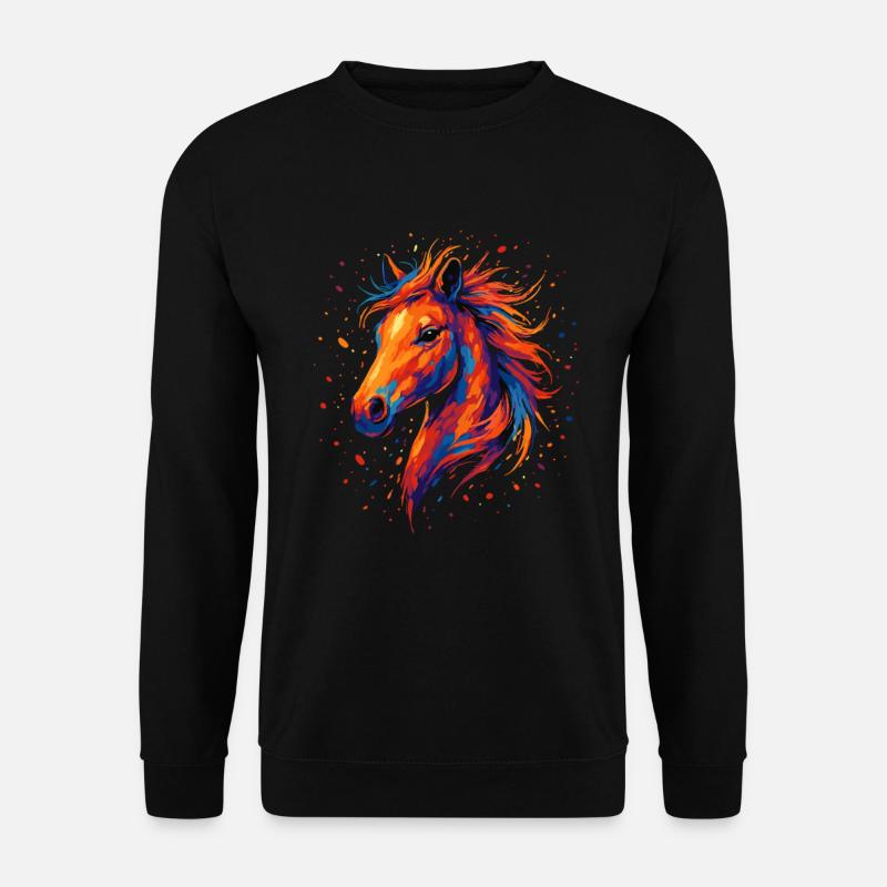 Buntes Pferd – Farbspritzer Kunst - Unisex Pullover - Schwarz