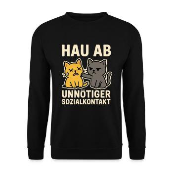 Get Out – Unnecessary Social Contact (Cat Design) - Unisex Sweatshirt - black - Front - Alina (178cm) & Michal (187cm)