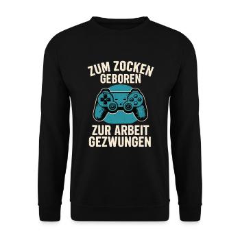 Born to gamble – forced to work - Unisex Sweatshirt - black - Front - Alina (178cm) & Michal (187cm)