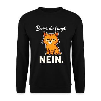 Before you ask – No! Sarcastic Cat - Unisex Sweatshirt - black - Front - Alina (178cm) & Michal (187cm)