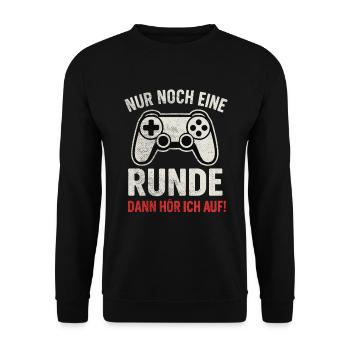 Nur noch eine Runde Gaming - Unisex Pullover - Schwarz - Vorne - Alina (178cm) & Michal (187cm)