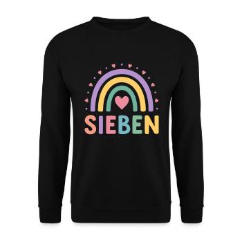7e anniversaire arc-en-ciel coeur design - Sweat-shirt Unisexe - noir - Devant - Alina (178cm) & Michal (187cm)